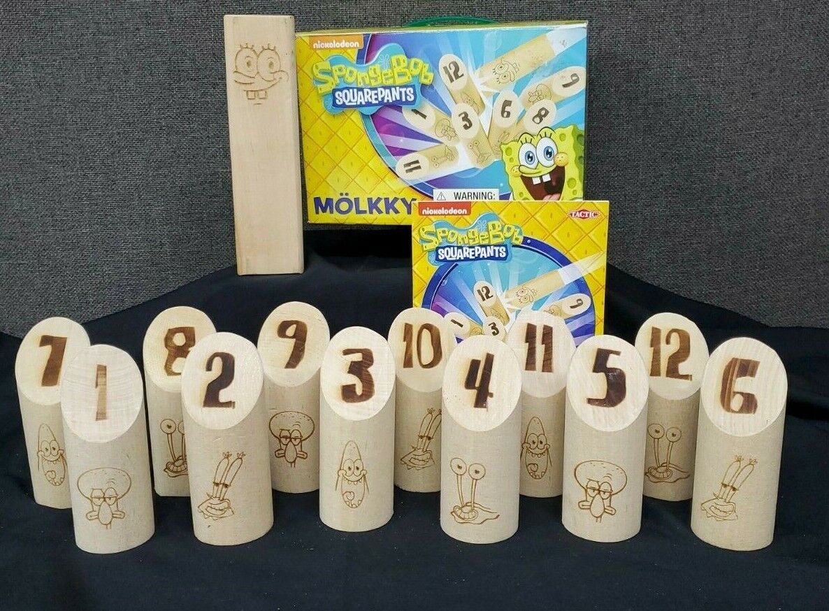 Spongebob Squarepants Mölkky Wooden Pin Bowling Game~ Nickelodeon~ Great Cond!