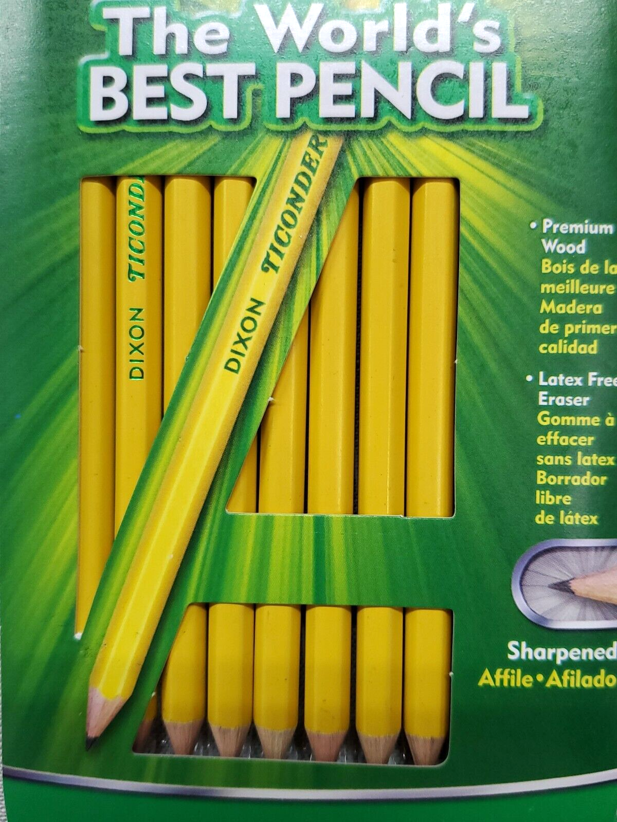 TICONDEROGA Pencils, Wood-Cased, Pre-Sharpened, Graphite #2 HB Soft,  Yellow, 10