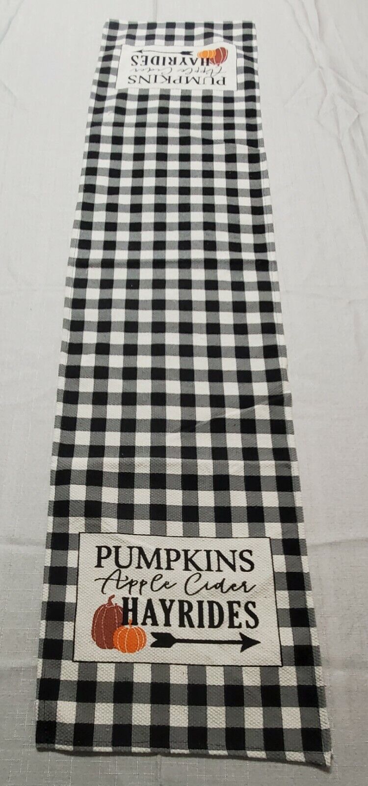 Pumpkin, Holly Buffalo Check Towels - Black Set of 2