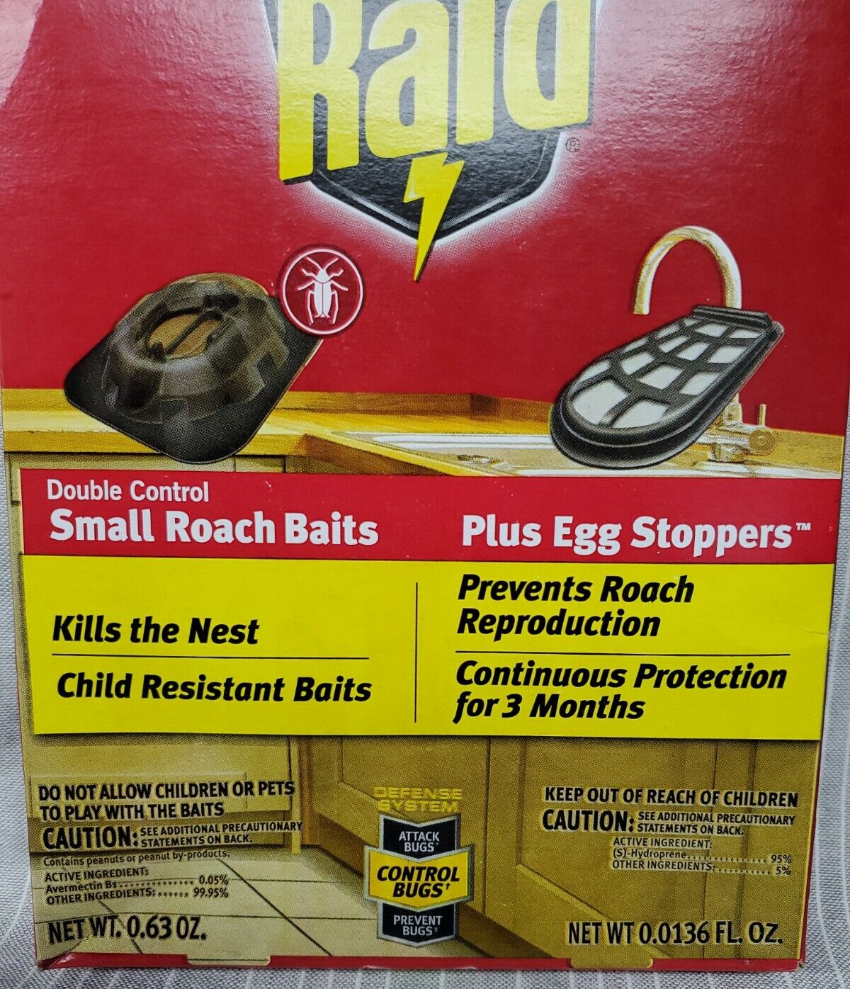 Raid Double Control 12 ct Small Roach Baits & 3 Egg Stoppers~ NEW