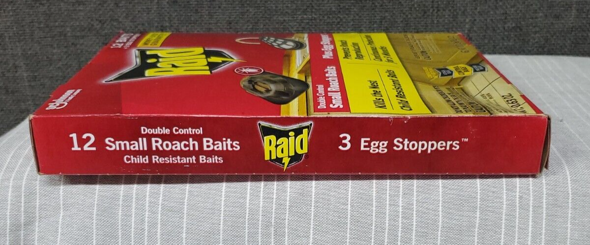 Raid Double Control 12 Small Roach Baits + 3 Egg Stoppers Kills &  Sterilizes
