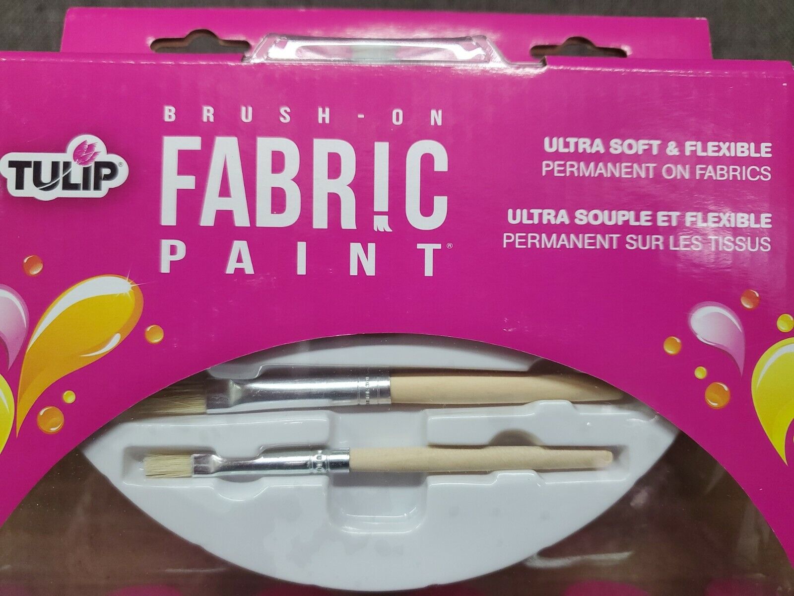 Tulip Brush On Fabric Paint 15 pc Set~ 12 Paints, 2 Brushes, 1
