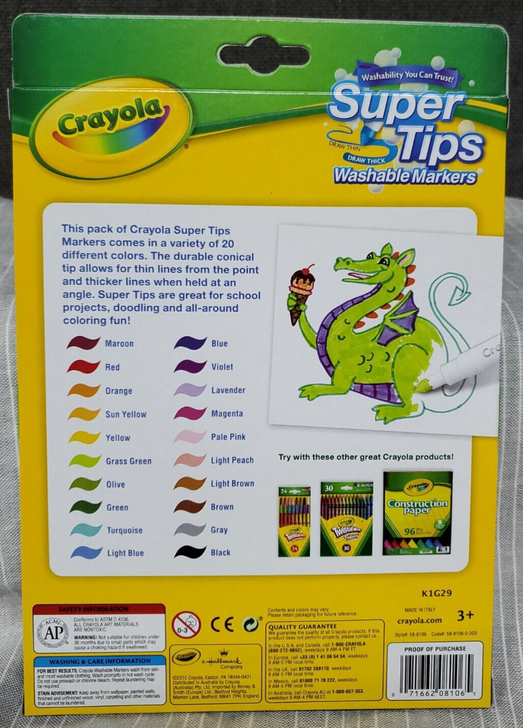 Crayola Markers Washable Super Tips (20 ct)