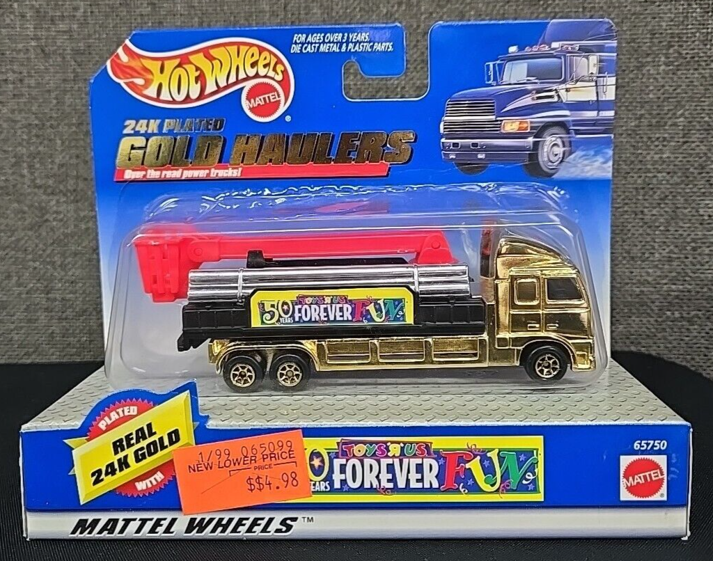 1998 Hot Wheels 24K Plated Gold Haulers~ Tanker~ 50 yrs Toys R Us Forever  Fun!