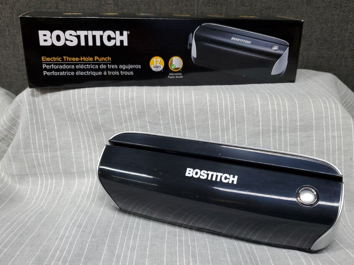 Bostitch Electric & Battery Operated Three Hole Punch~ NO AC Adapter~  WORKS~ NEW - BND Treasure Chest