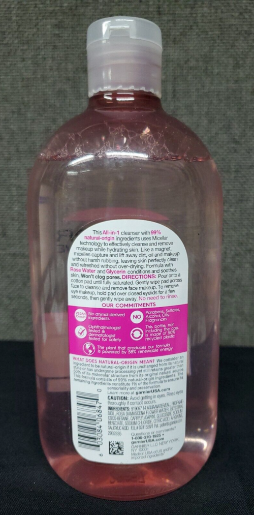 Garnier Skin Active Water Rose Micellar Cleansing Water~ 23.7 fl oz~ NEW! - Image 4