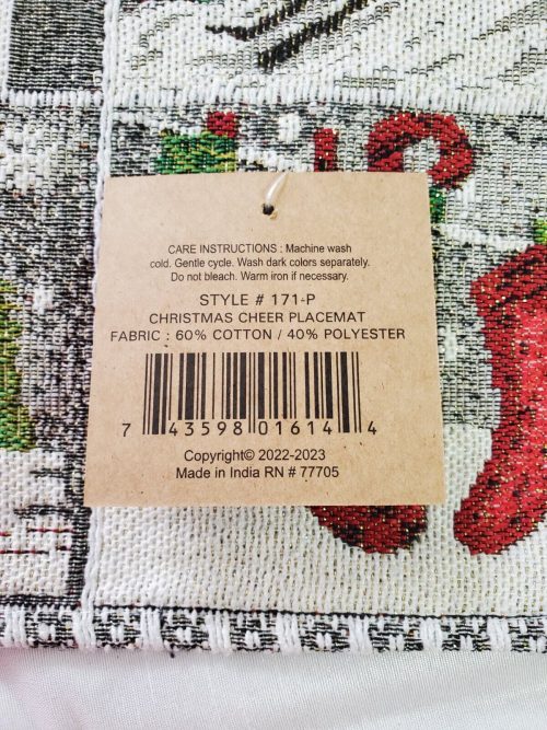 Holiday Cheer Tapestry~ Table Runner, Placemats, OR Runner w/ 4 Placemats NEW! - Image 7