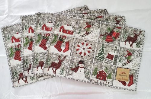 Holiday Cheer Tapestry~ Table Runner, Placemats, OR Runner w/ 4 Placemats NEW! - Image 10