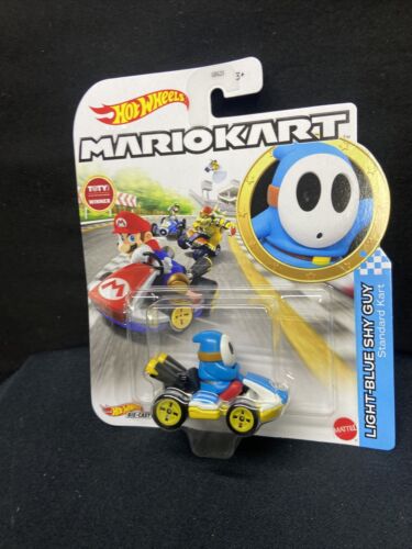 Hot Wheels Mattel Mario Kart Light Blue Shy Guy Standard Kart Brand New Bnd Treasure Chest 