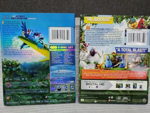 Rio (Blu-ray/DVD, 2011, 3-Disc Set,) And Rio 2 Deluxe Ed Blu Ray 3D