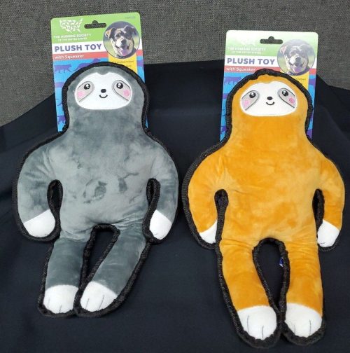 Humane Society 14" Plush Sloth Dog Toy w/Squeaker~ Choice of ONE: Brown OR Gray